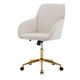 Kena Swivel Office Chair | Adjustable Height | Beige Tufted Velvet | Gold