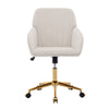 Kena Swivel Office Chair | Adjustable Height | Beige Tufted Velvet | Gold