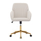 Kena Swivel Office Chair | Adjustable Height | Beige Tufted Velvet | Gold