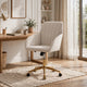 Kena Swivel Office Chair | Adjustable Height | Beige Tufted Velvet | Gold
