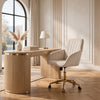Kena Swivel Office Chair | Adjustable Height | Beige Tufted Velvet | Gold
