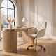 Kena Swivel Office Chair | Adjustable Height | Beige Tufted Velvet | Gold