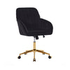 Kena Swivel Office Chair | Adjustable Height | Black Tufted Velvet | Gold