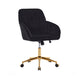 Kena Swivel Office Chair | Adjustable Height | Black Tufted Velvet | Gold
