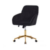 Kena Swivel Office Chair | Adjustable Height | Black Tufted Velvet | Gold