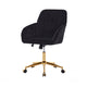 Kena Swivel Office Chair | Adjustable Height | Black Tufted Velvet | Gold