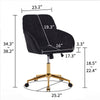 Kena Swivel Office Chair | Adjustable Height | Black Tufted Velvet | Gold