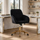 Kena Swivel Office Chair | Adjustable Height | Black Tufted Velvet | Gold