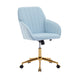 Kena Swivel Office Chair | Adjustable Height | Blue Tufted Velvet | Gold