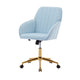 Kena Swivel Office Chair | Adjustable Height | Blue Tufted Velvet | Gold
