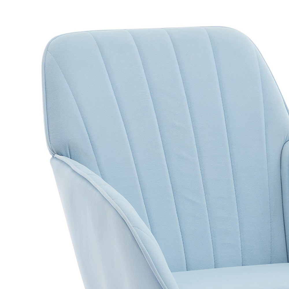 Kena Swivel Office Chair | Adjustable Height | Blue Tufted Velvet | Gold
