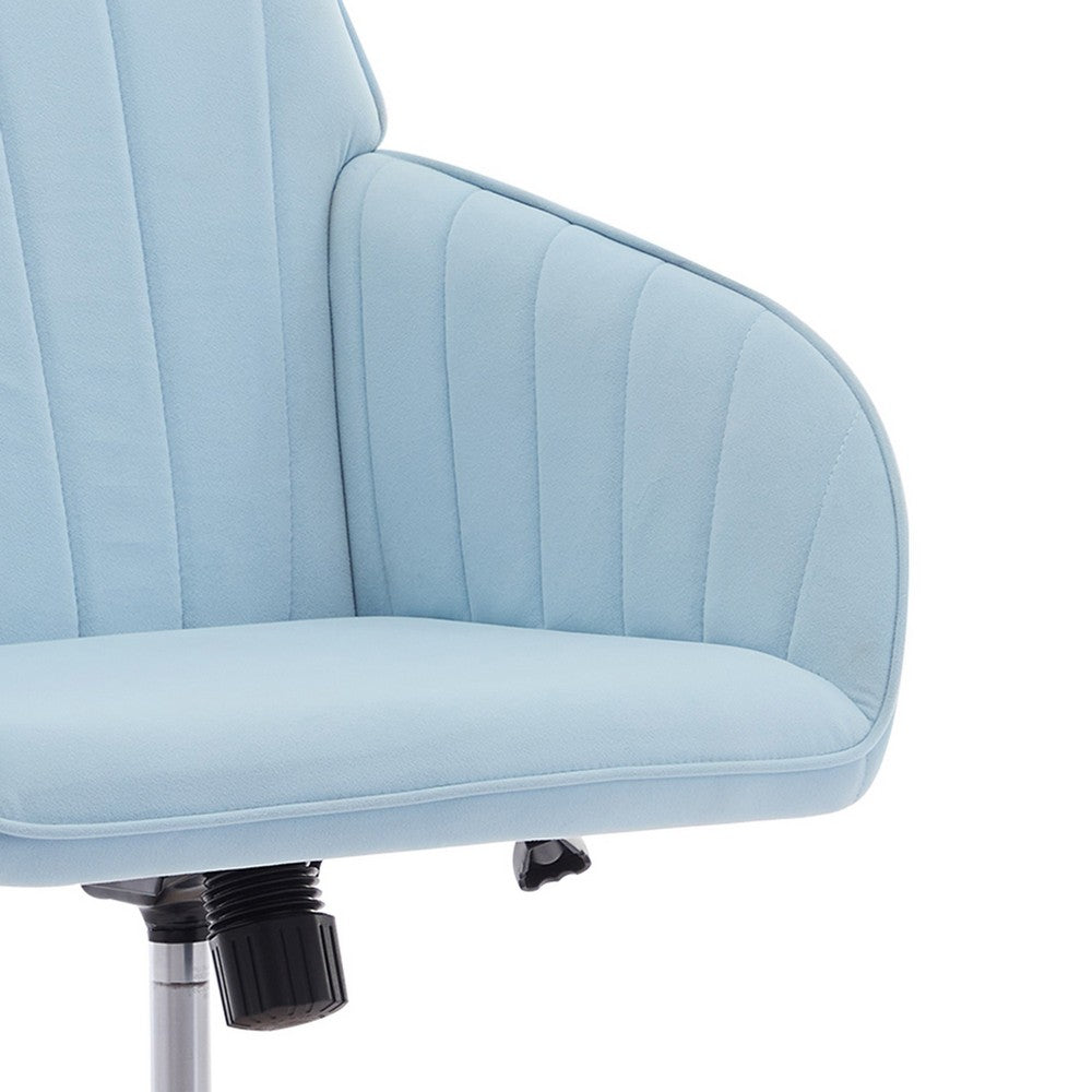 Kena Swivel Office Chair | Adjustable Height | Blue Tufted Velvet | Gold