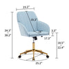 Kena Swivel Office Chair | Adjustable Height | Blue Tufted Velvet | Gold