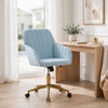 Kena Swivel Office Chair | Adjustable Height | Blue Tufted Velvet | Gold