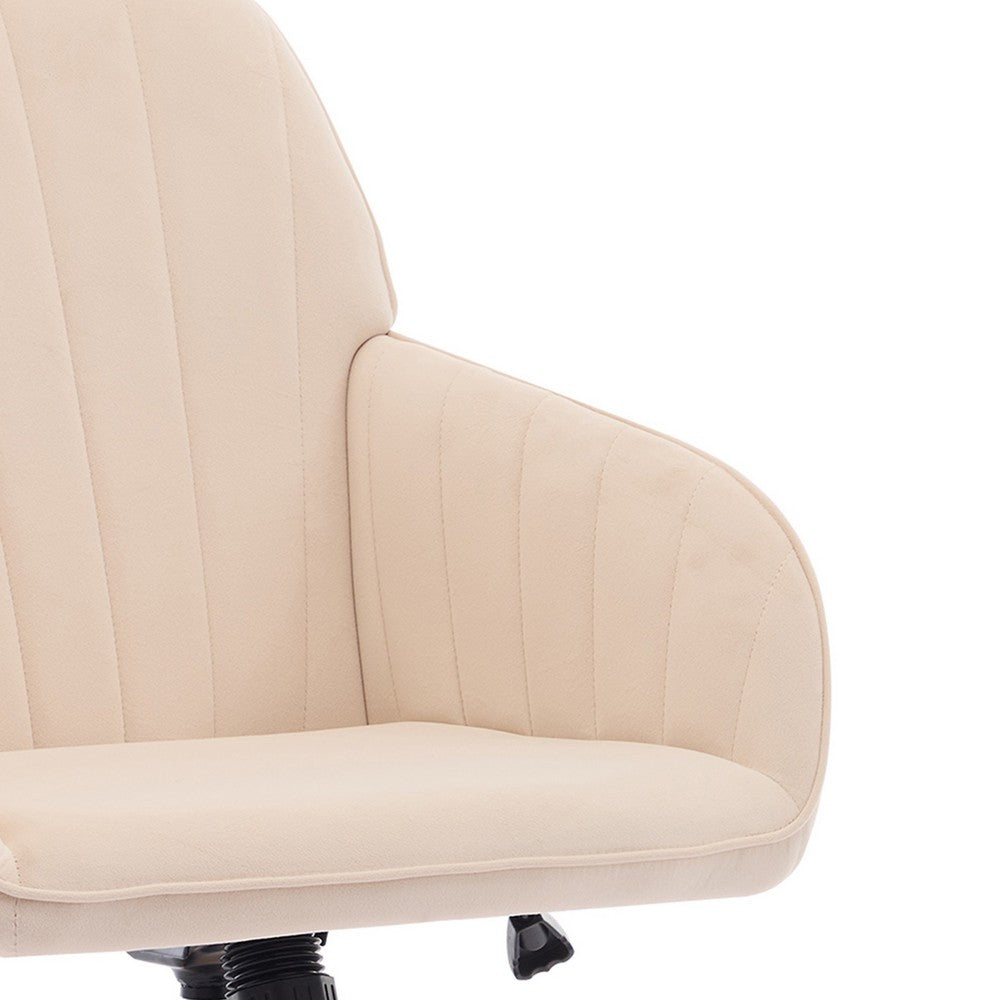 Kena Swivel Office Chair | Adjustable Height | Khaki Tufted Velvet | Gold