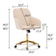 Kena Swivel Office Chair | Adjustable Height | Khaki Tufted Velvet | Gold