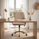 Kena Swivel Office Chair | Adjustable Height | Khaki Tufted Velvet | Gold