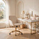 Kena Swivel Office Chair | Adjustable Height | Khaki Tufted Velvet | Gold