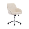 Kena Swivel Office Chair | Beige Tufted Velvet | Adjustable Height | Silver