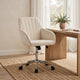 Kena Swivel Office Chair | Beige Tufted Velvet | Adjustable Height | Silver