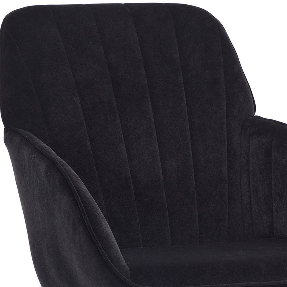 Kena Swivel Office Chair | Black Tufted Velvet | Adjustable Height | Silver