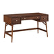 Writing Desk I 3 Drawers I Trestle w Stretcher I Nickel Knobs I Brown 51"