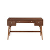 Writing Desk I 3 Drawers I Trestle w Stretcher I Nickel Knobs I Brown 51"