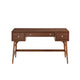 Writing Desk I 3 Drawers I Trestle w Stretcher I Nickel Knobs I Brown 51"