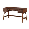 Writing Desk I 3 Drawers I Trestle w Stretcher I Nickel Knobs I Brown 51"