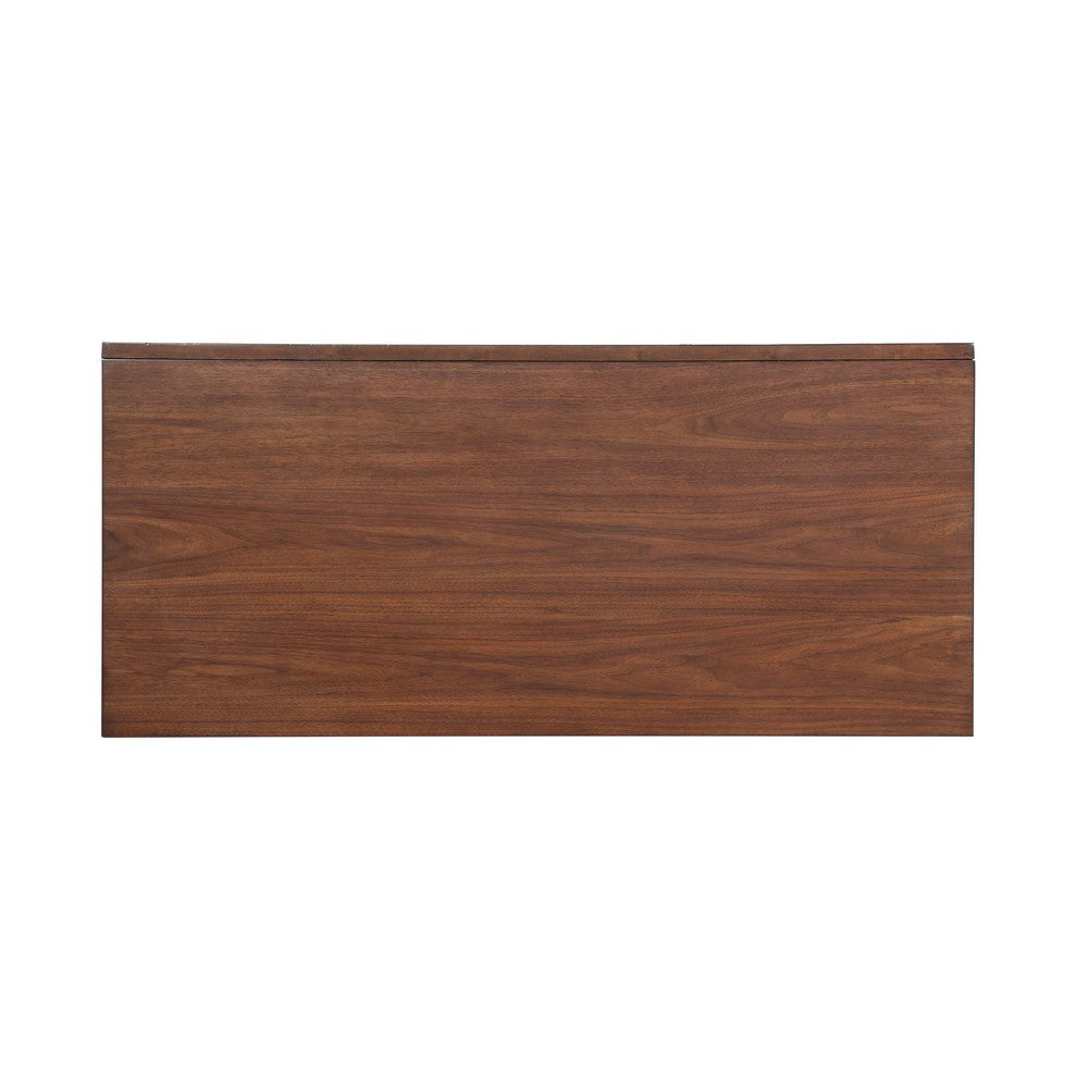 Writing Desk I 3 Drawers I Trestle w Stretcher I Nickel Knobs I Brown 51"
