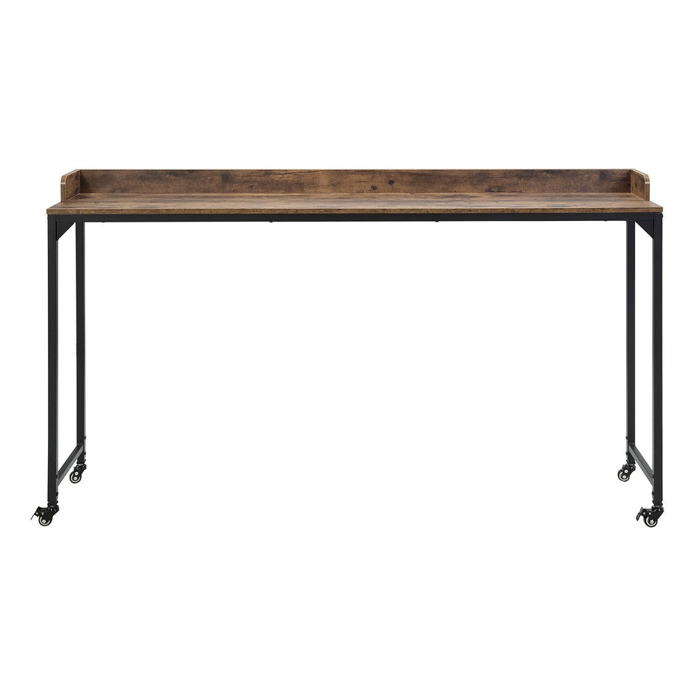 Sumi Overbed Desk I Adjustable Height I Rustic Brown I Black Metal 72"