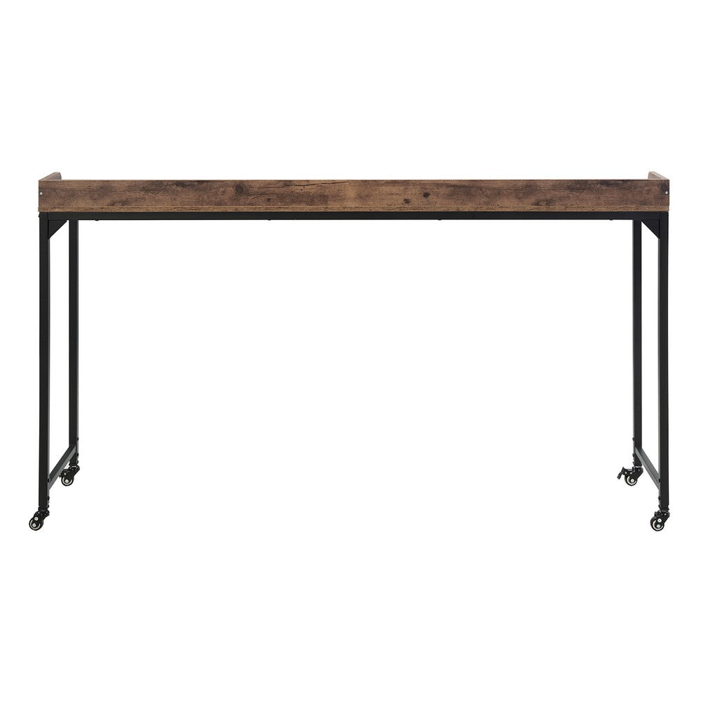 Sumi Overbed Desk I Adjustable Height I Rustic Brown I Black Metal 72"