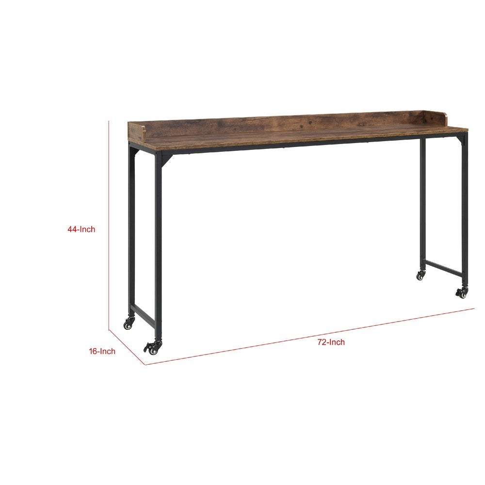 Sumi Overbed Desk I Adjustable Height I Rustic Brown I Black Metal 72"