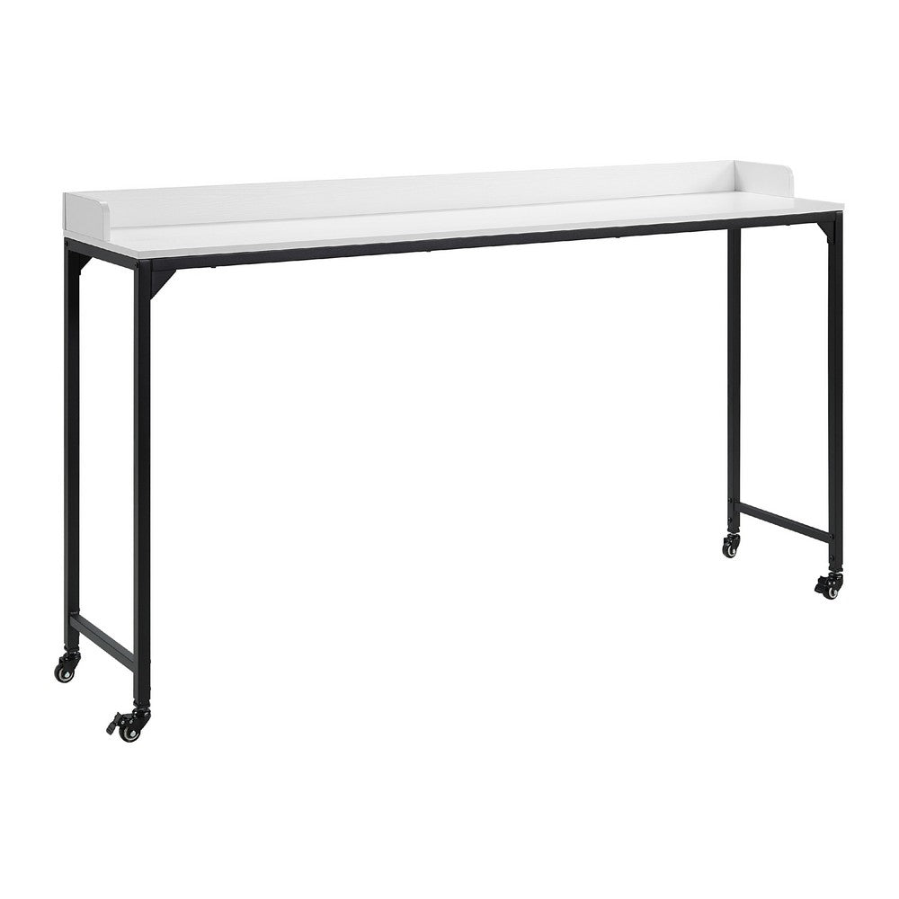 Sumi Overbed Desk I Adjustable Height I White Wood I Black Metal 72"