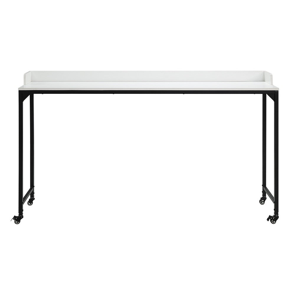 Sumi Overbed Desk I Adjustable Height I White Wood I Black Metal 72"