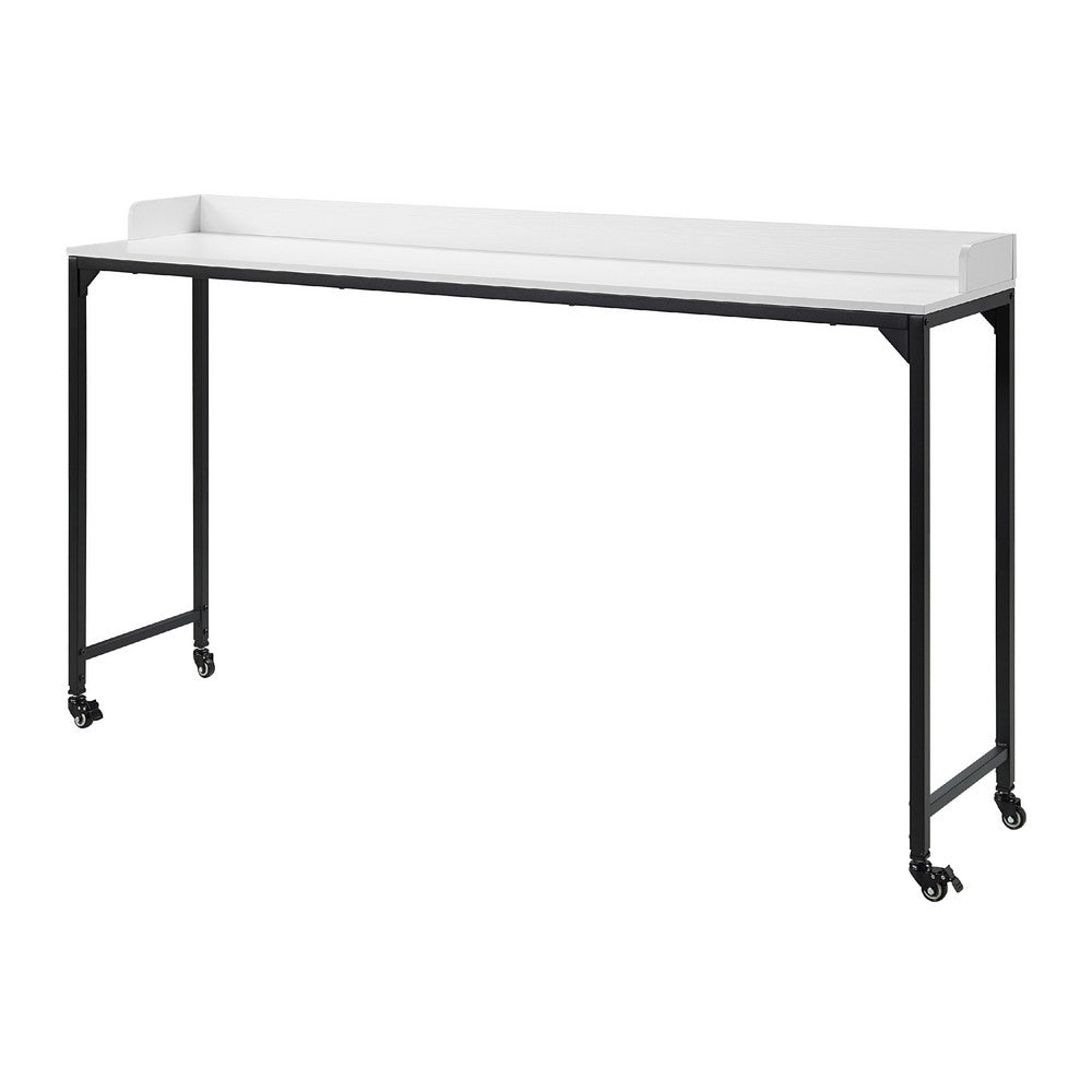 Sumi Overbed Desk I Adjustable Height I White Wood I Black Metal 72"