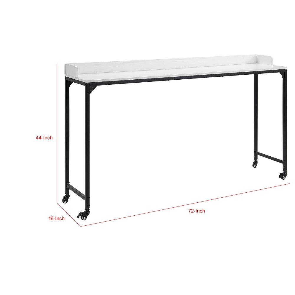 Sumi Overbed Desk I Adjustable Height I White Wood I Black Metal 72"