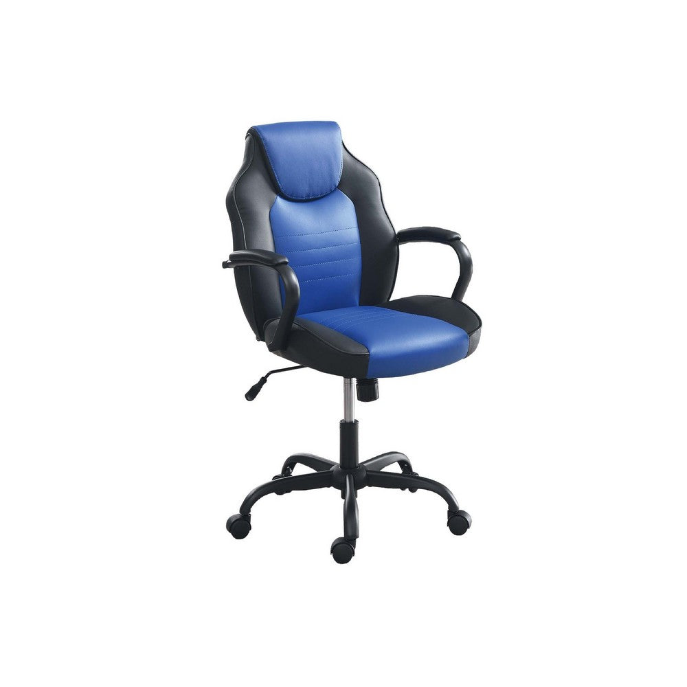Gaming Office Chair w Casters I Foam Fill Black & Blue Faux Leather