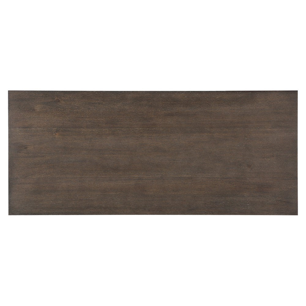 Tola Writing Desk I Hidden Drawer I Scrolled Base I Dark Oak Brown 60"