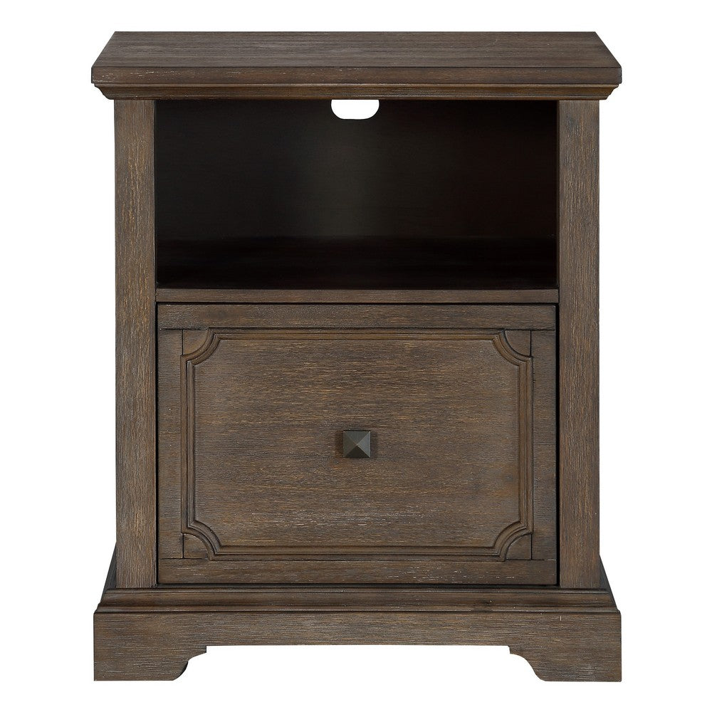 Tola Mobile File Cabinet I Open Shelf & Drawer I Dark Oak Brown 28"