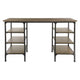 Meza Counter Height Writing Desk I 6 Shelves I Brown I Black Metal 60"