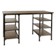 Meza Counter Height Writing Desk I 6 Shelves I Brown I Black Metal 60"