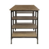 Meza Counter Height Writing Desk I 6 Shelves I Brown I Black Metal 60"