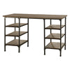 Meza Counter Height Writing Desk I 6 Shelves I Brown I Black Metal 60"