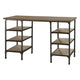 Meza Counter Height Writing Desk I 6 Shelves I Brown I Black Metal 60"