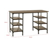 Meza Counter Height Writing Desk I 6 Shelves I Brown I Black Metal 60"