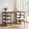 Meza Counter Height Writing Desk I 6 Shelves I Brown I Black Metal 60"