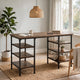 Meza Counter Height Writing Desk I 6 Shelves I Brown I Black Metal 60"