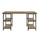 Meya Writing Desk I 4 Shelves I Planked Brown Wood I Wrought Iron I 60"
