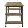 Meya Writing Desk I 4 Shelves I Planked Brown Wood I Wrought Iron I 60"